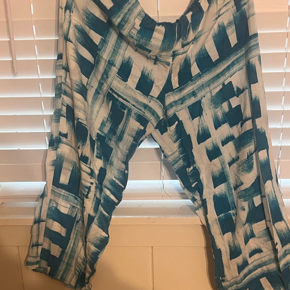 Women's Teal and White Pajama set - Picture 3 of 4